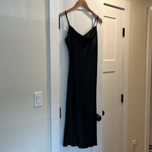 bebe Black Satin Cowl Neck Slip Dress Size Medium - Picture 2 of 7